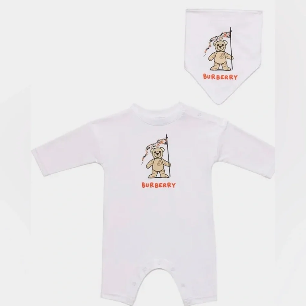 Burberry Burberry Baby Casey Bear Romper and Bib Set